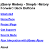 jQuery History : Simple History Handler/Remote for Hash with Demo