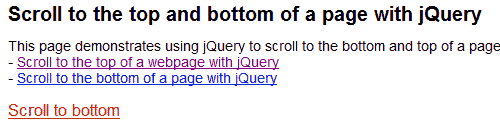 jQuery Scroll to the top of a webpage with example