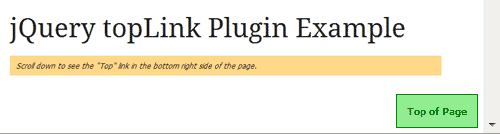 jQuery topLink Plugin : scroll to top with example