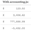 Accounting.js : JavaScript library for number, money and currency formatting