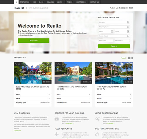 Realto - WordPress Theme for Real Estate Companies