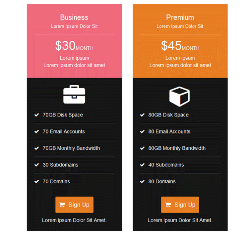 Pricing Table Style 15