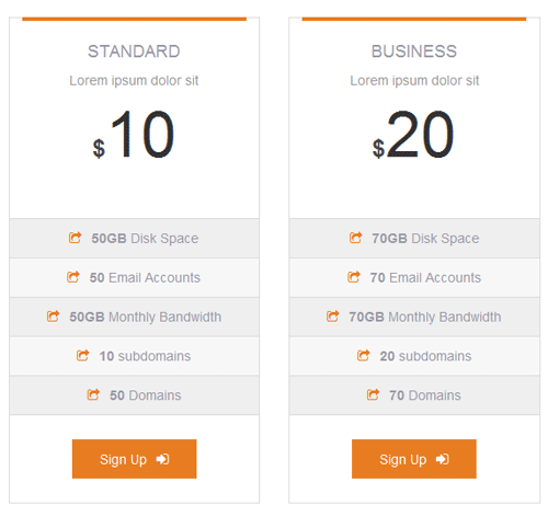 Pricing Table Style 16