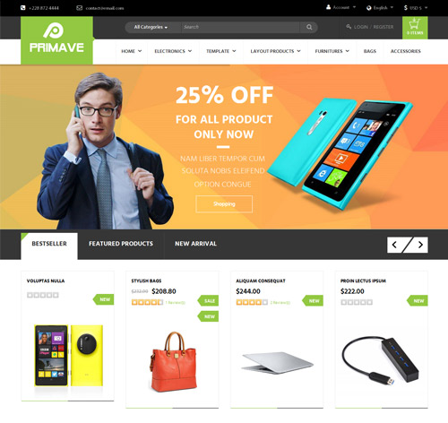 Vina Primave - Multipurpose Joomla Virtuemart Template