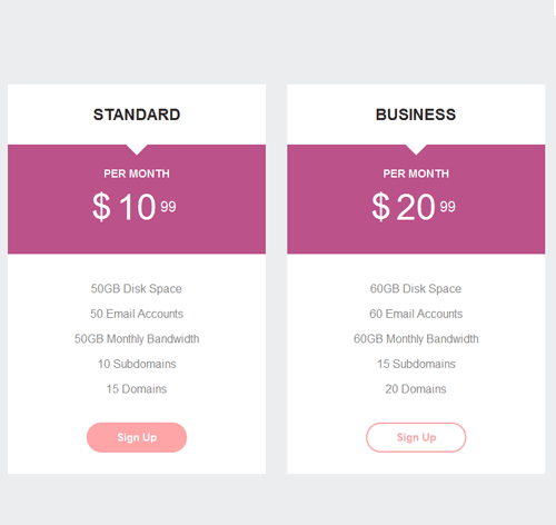 Pricing Table Style 50