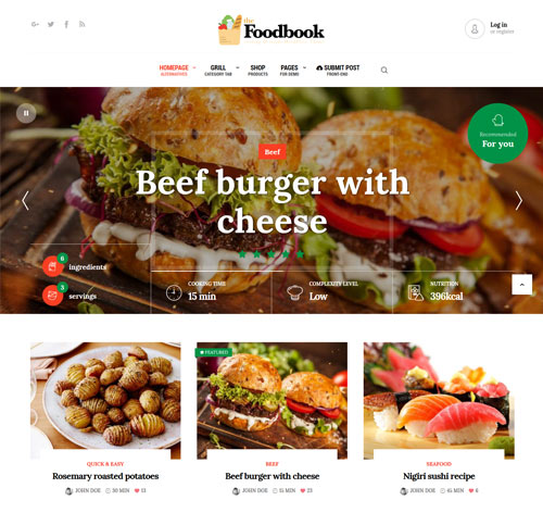 Foodbook - Recipe Community, Blog, Food & Restaurant Theme