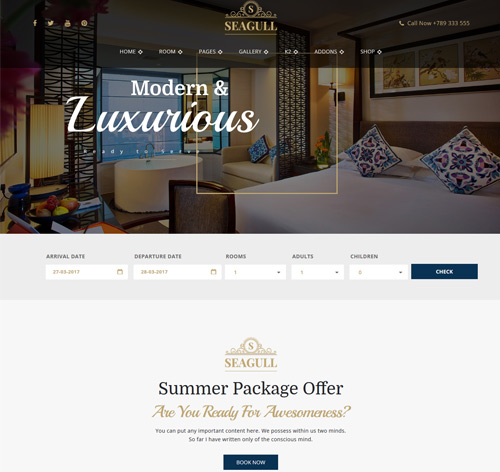 Seagull - Hotel & Resort Joomla Template