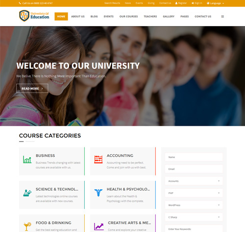 University of Education WordPress Theme - Courses Management WP