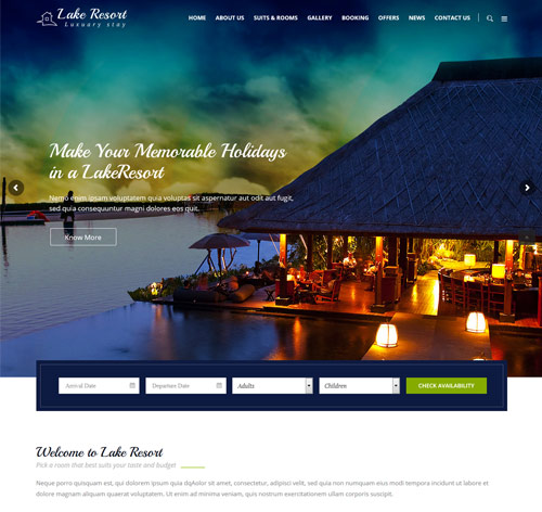 Lake Resort : Resort and Hotel WordPress Theme