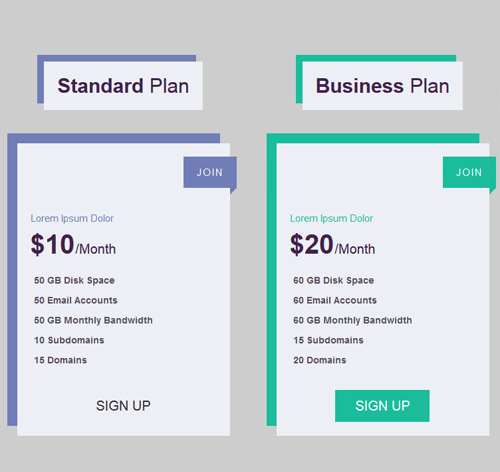 Pricing Table Style 62