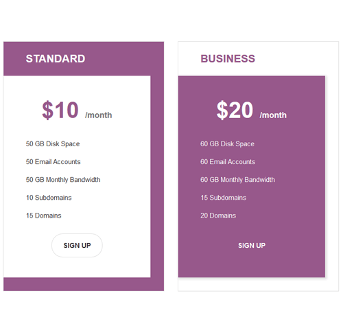 Pricing Table Style 63