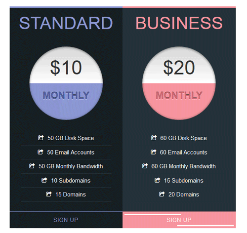 Pricing Table Style 65