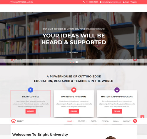 Bright - Education & Online Course WordPress Theme