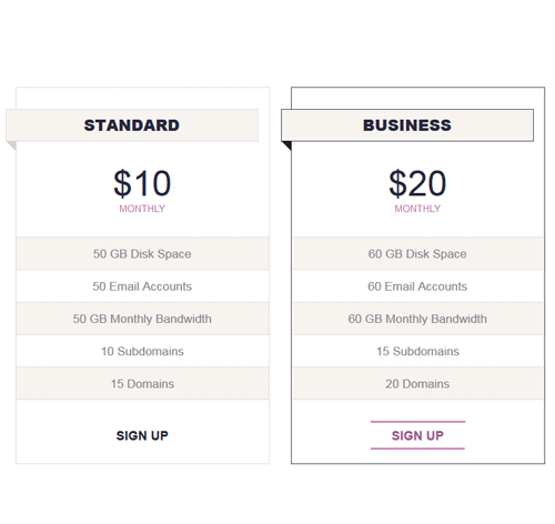 Pricing Table Style 66