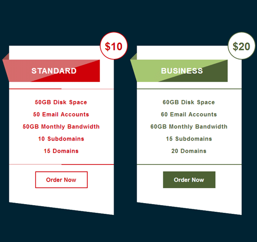 Pricing Table Style 74