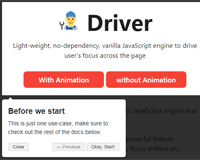 Driver.js : JavaScript engine to drive User's Focus across the Page