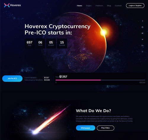 Hoverex | Cryptocurrency & ICO WP Theme