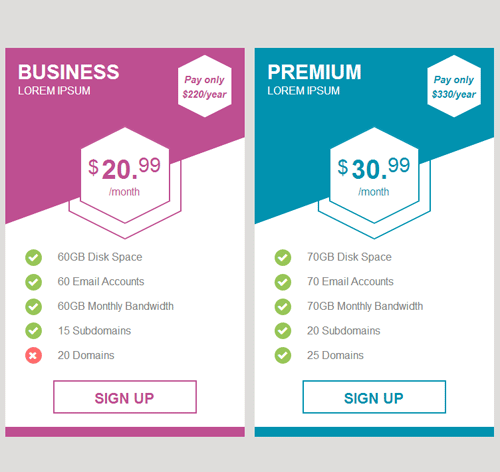 Pricing Table Style 82