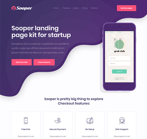 Sooper - Mobile, Desktop, Web App Showcase HTML Template