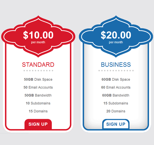 Pricing Table Style 86