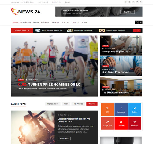 News24 - News and Magazine Joomla Template