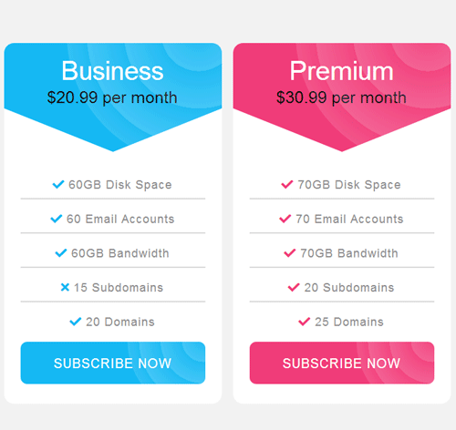 Pricing Table Style 89