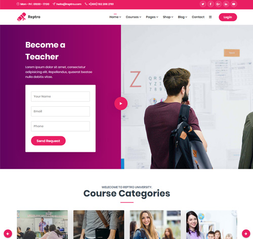 Reptro - Online Course WordPress Theme