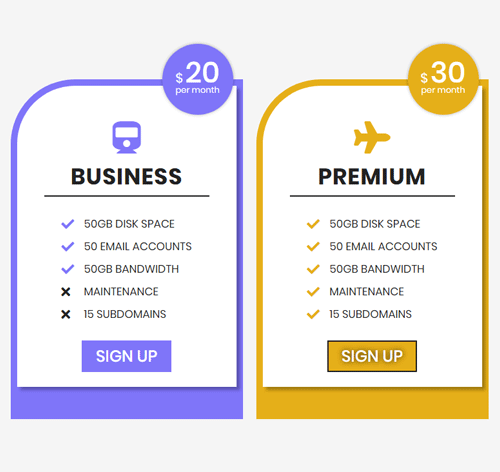 Pricing Table Style 149