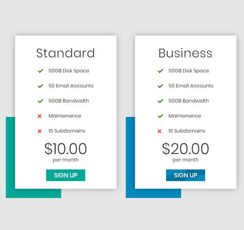 Pricing Table Style 151