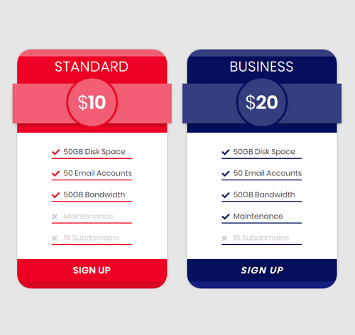 Pricing Table Style 152