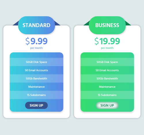 Pricing Table Style 161