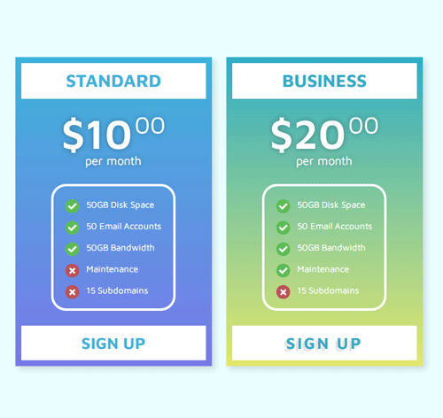 Pricing Table Style 164