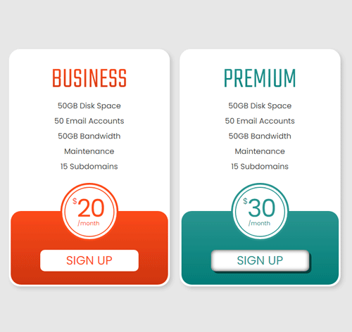 Pricing Table Style 165