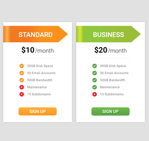 Pricing Table Style 167