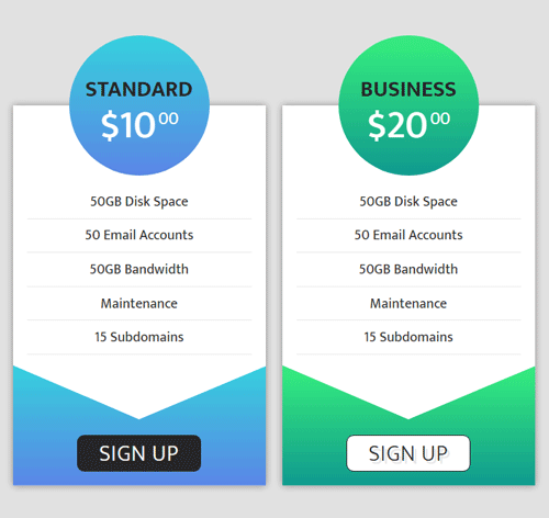 Pricing Table Style 168