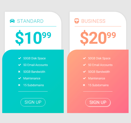 Pricing Table Style 172