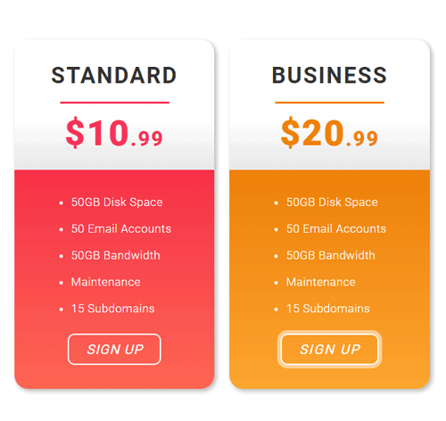 Pricing Table Style 173