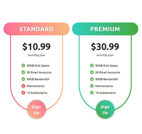 Pricing Table Style 175