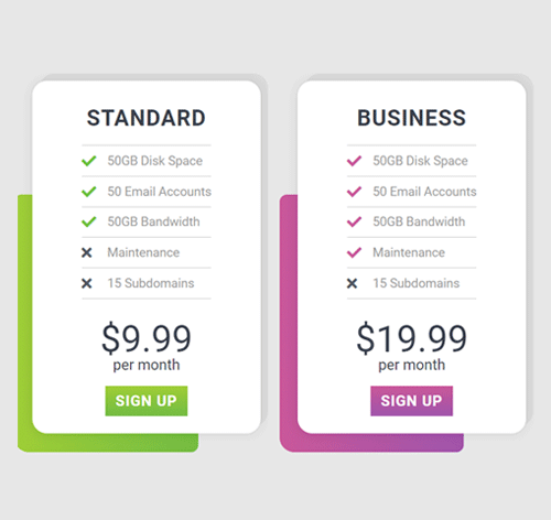 Pricing Table Style 183