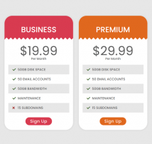 Pricing Table Style 184