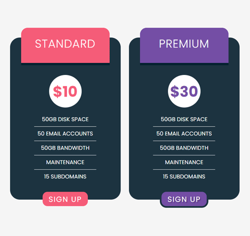 Pricing Table Style 188