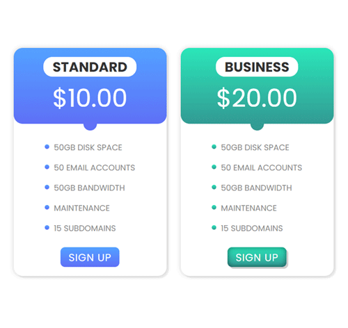 Pricing Table Style 189