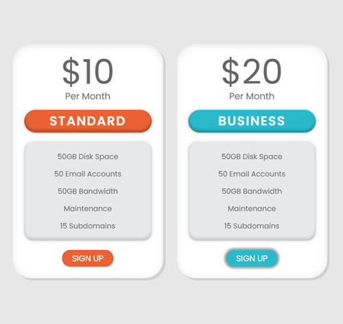 Pricing Table Style 195