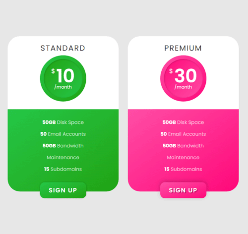 Pricing Table Style 196