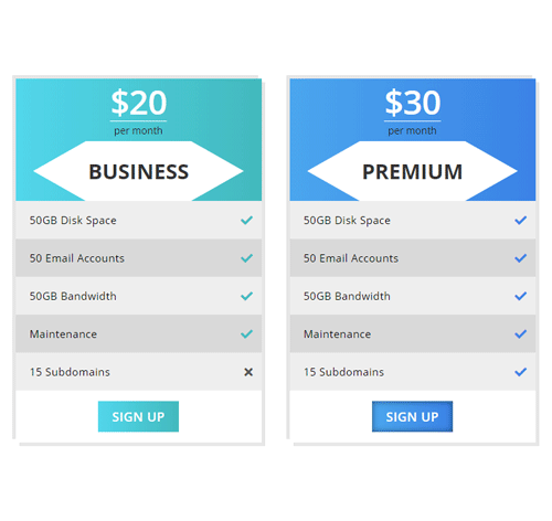 Pricing Table Style 202