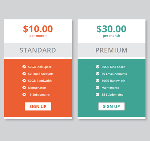 Pricing Table Style 204