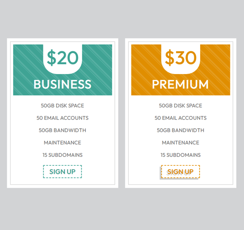 Pricing Table Style 210