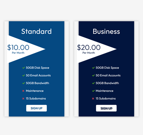 Pricing Table Style 215