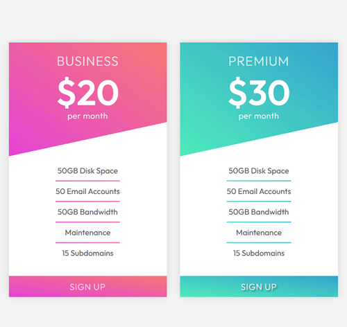 Pricing Table Style 217