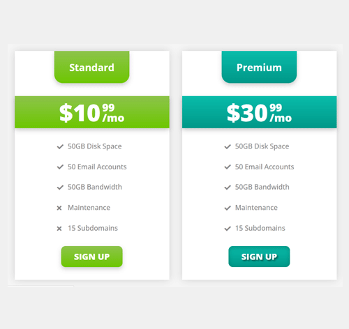 Pricing Table Style 219